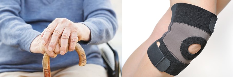 Assistive options for arthritic knee Assistance by cane or knee braces for arthritis of knee